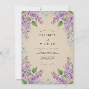 Convite Casamento com Violeta Pálida Wisteria