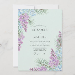 Convite Casamento com Violeta Wisteria Pálida Suave