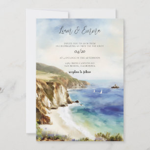 Convite Casamento com Vista para a Costa Big Sur Califórni