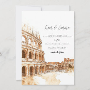 Convite Casamento com Watercolor em Roma Itália