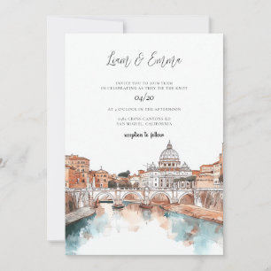 Convite Casamento com Watercolor em Roma Itália