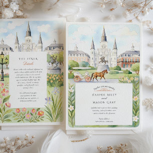 Convite Casamento com Watercolor New Orleans