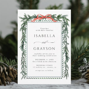 Convite Casamento com Watercolor Pine Garland