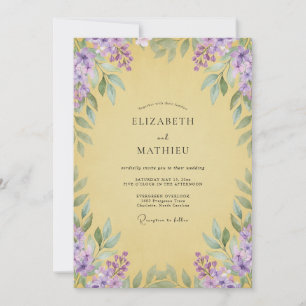 Convite Casamento com Wisteria Amarela Suave