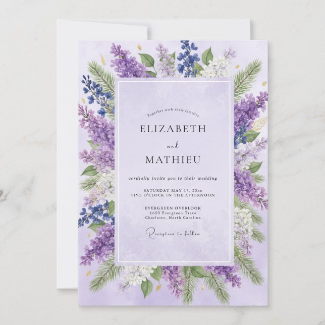 Convite Casamento com Wisteria de Ámbar (Frente)