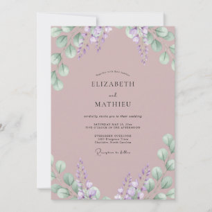Convite Casamento com Wisteria Roxa Empoeirada