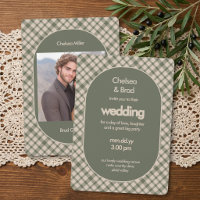 Casamento com Xadrez Verde Sálvia Retro e Foto