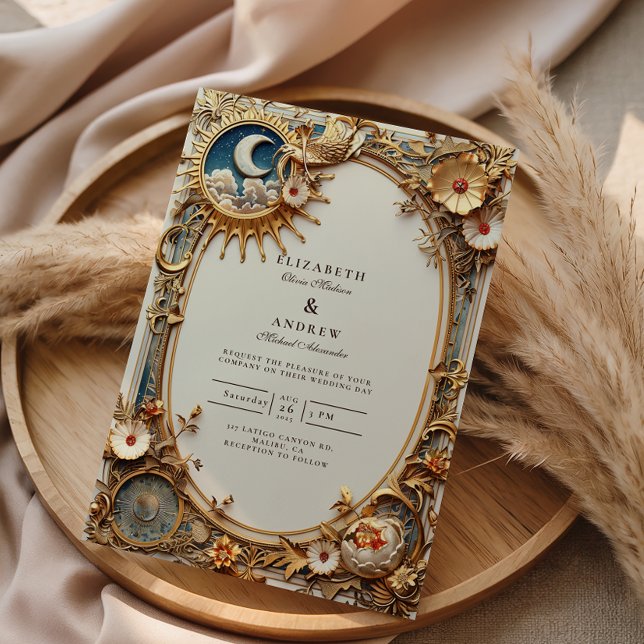 Convite Casamento Constellação Vintage Cósmica (Criador carregado)
