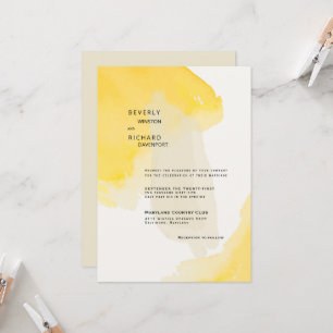 Convite Casamento Contemporâneo Amarelo e Creme II com Ond