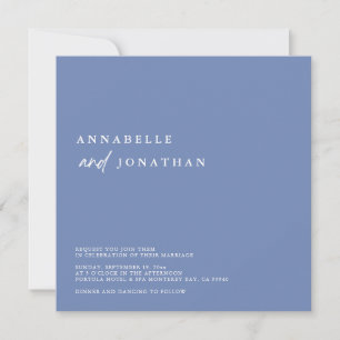 Convite Casamento Contemporâneo Branco Azul Moderno