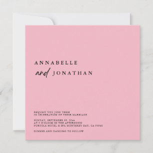 Convite Casamento Contemporâneo Branco Rosa-Rosa-Moderno