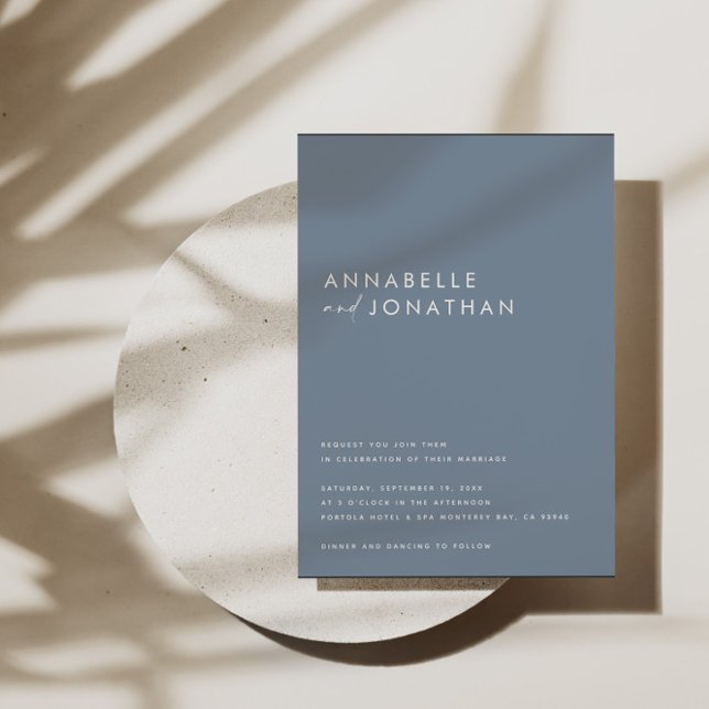 Convite Casamento contemporâneo de um guião azul moderno (Criador carregado)