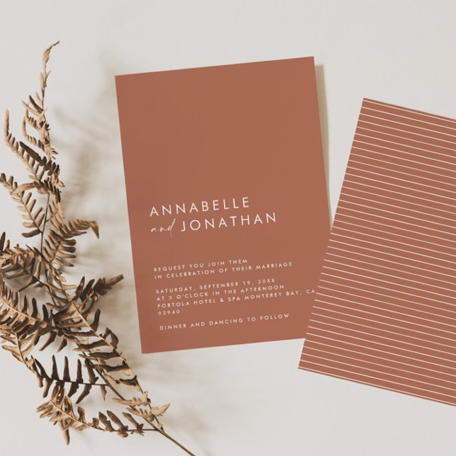 Convite Casamento contemporâneo do guião terracotta modern (Criador carregado)