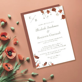 Convite Casamento Contemporâneo Elegante Terracotta Monogr