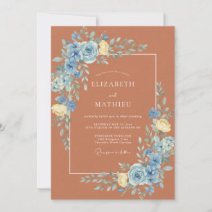 Convite Casamento Copper Azure Ranunculus Eucalyptus