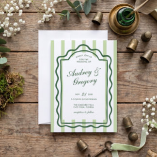 Convite Casamento Coquette Minimalista Verde