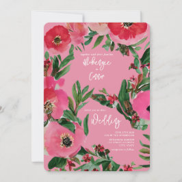 Convite Casamento Cor de Água Botânica Anêmona Rosa