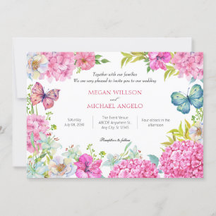 Convite Casamento cor-de-água da flor rosa