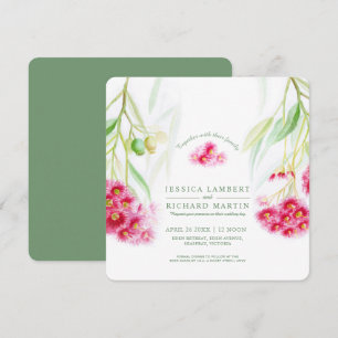 Convite Casamento cor-de-casca-rosa-vermelha