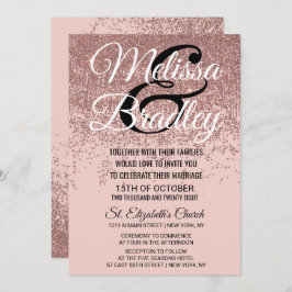 Convite Casamento Cor-de-rosa com brilho Dourado rosa