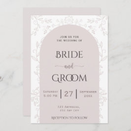 Convite Casamento cor-de-rosa com design e rosa