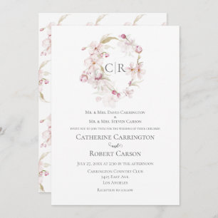 Convite Casamento Cor-de-Rosa com Script Floral