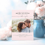 Convite Casamento Cor-de-rosa com Sobreposição de Fotos El<br><div class="desc">Modernos e mínimos convites para fotos de casamento</div>
