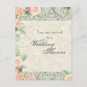 Convite Casamento cor-de-rosa & de prata do inglês ou ch