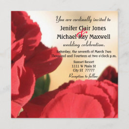 Convite Casamento cor-de-rosa do canto vermelho