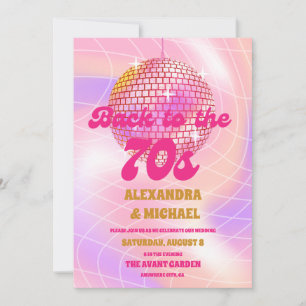 Convite Casamento Cor-de-Rosa e Dourado Groovy Retro Rolle