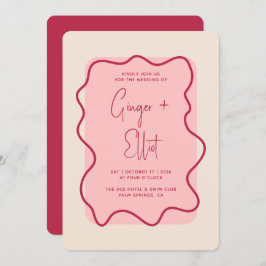 Convite Casamento Cor-de-Rosa Magenta com Mola Moderna