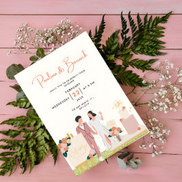 Convite Casamento Cor-de-Rosa Personalizado Branco Moderno