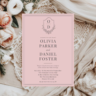 Convite Casamento Cor-de-rosa-rosado Elegante