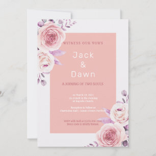 Convite Casamento Cor Floral Branca e Rosa