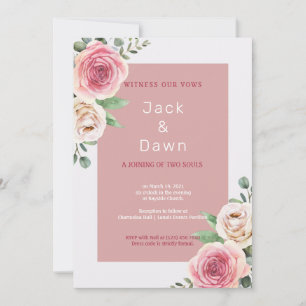 Convite Casamento Cor Floral Branca e Rosa
