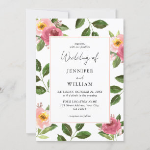 Convite Casamento Cor Flórida Floral Rosa Esbranquiçada