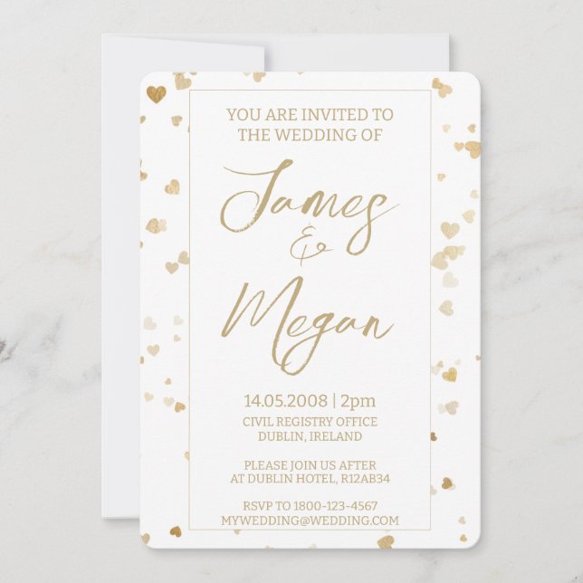 Convite Casamento Coração de Ouro (Frente)