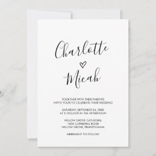 Convite Casamento Coração Desenhado Mão