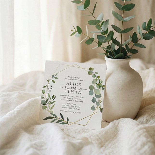 Convite Casamento Coração Roteiro Eucalipto Verde (Criador carregado)