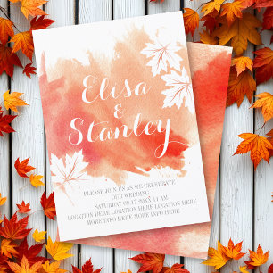 Convite Casamento coral do pêssego da aguarela abstrata