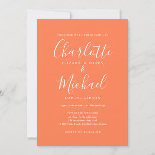 Convite Casamento Coral Elegant Signature Script
