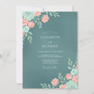 Convite Casamento Coral Ranunculus Eucalipto Poeirento Sla
