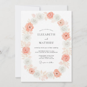 Convite Casamento Coral Silver Bloom