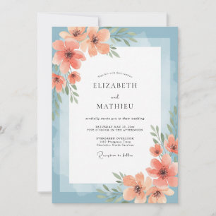 Convite Casamento Coral Sky Poppy