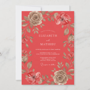 Convite Casamento Coral Vintage Rose