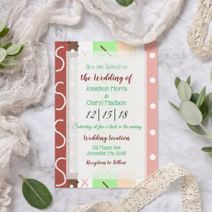 Convite Casamento Cores Boho Coral e Verde