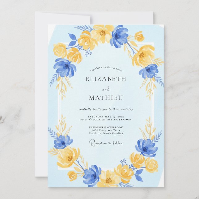 Convite Casamento Coroa Amarela Vinca ao Luar (Frente)