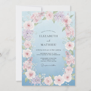 Convite Casamento Coroa Azul Slate Pó