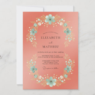 Convite Casamento Coroa Ciânico Salmão