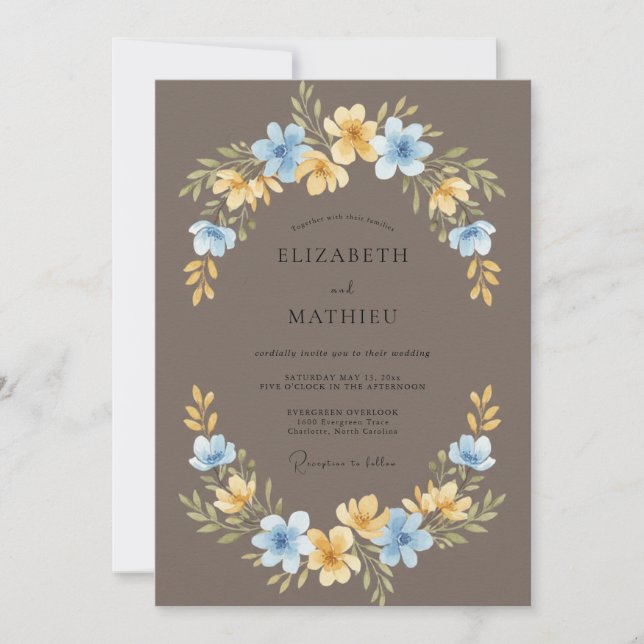 Convite Casamento Coroa de Açafrão Azure (Frente)
